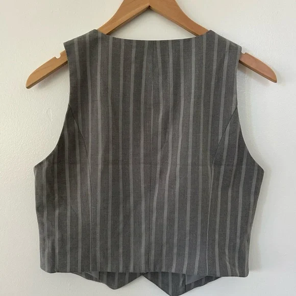 Na-Kd Gray Striped Women's Vest - Picture 2 of 4